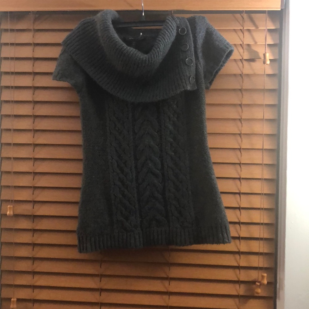BCBG MAXAZRIA Off Shoulder Charcoal Gray Sweater.